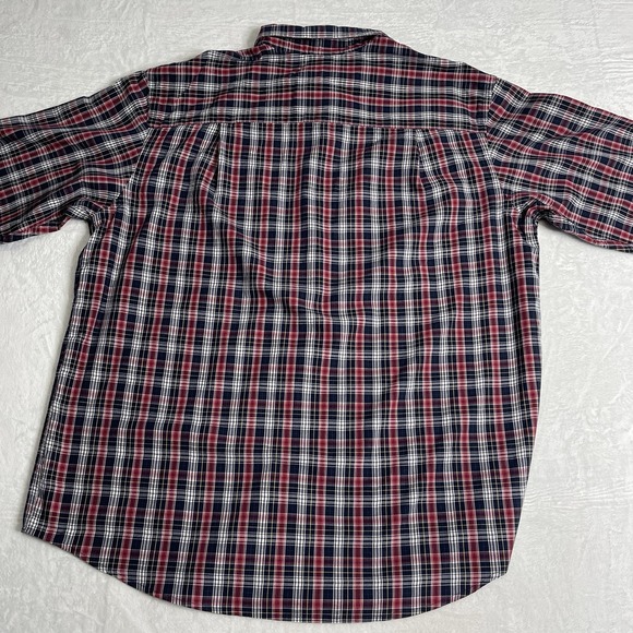 Izod Mens Button Up Shirt 2XLT  Long Sleeve Lightweight Red Black Yellow Plaid - Picture 4 of 9